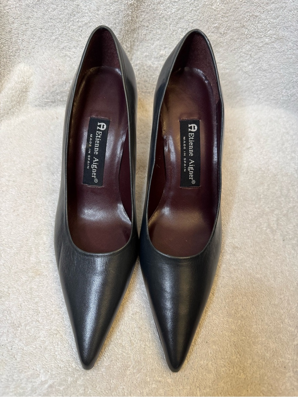 Etienne Aigner Vintage Gray Leather Pointed Toe Pump Stiletto Heels Size 7M